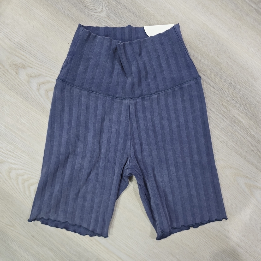 Offline by Aerie Hi-Rise Ribbed 7" Biker Shorts Blue Size S NWT